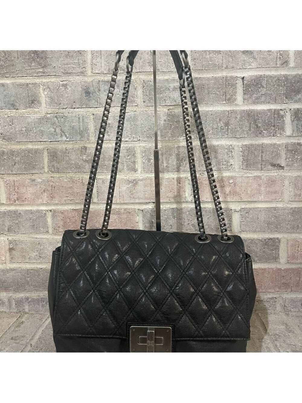 Simply Vera Vera Wang Elegant Black Diamond Pattern Shoulder Bag